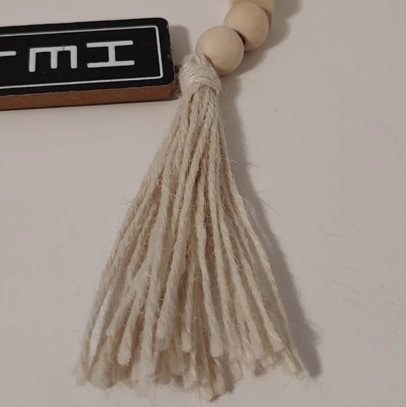 Old East Main Co Refined Rustic Hello Hanging Wall Door Sign Plaque Beads Tassel - Picture 4 of 8